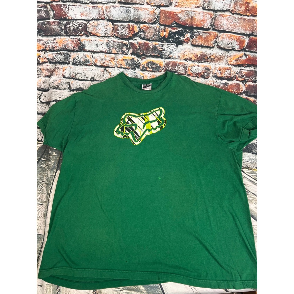 Fox Racing Mens‎ 2XL Green Graphic T-Shirt Motocross Logo Short Sleeve Tee